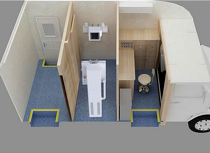 車載DR的應(yīng)用場(chǎng)所：體檢車、醫(yī)療車、方艙醫(yī)院等